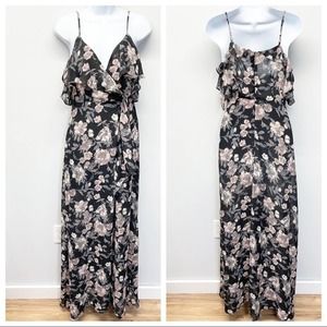 Caren Forbes Floral Ruffle Exposed Shoulder Maxi S